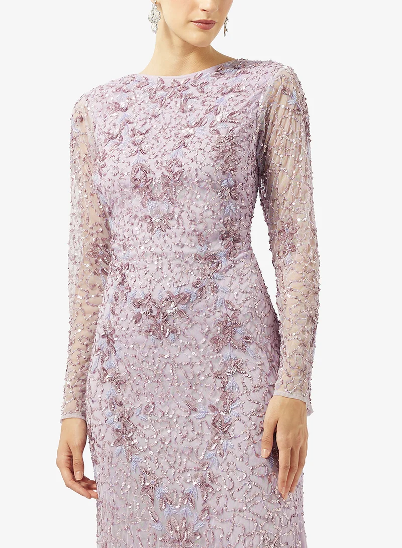 Namshi x  Bead Embellished Evening Gown with Scoop Back for Women | Best Price UAE